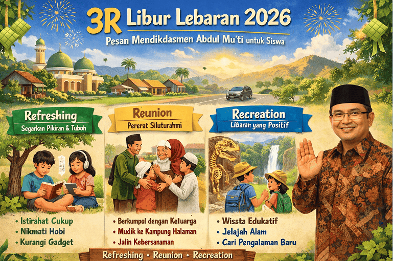 3R Libur Lebaran 2026: Pesan Mendikdasmen Abdul Mu’ti untuk Siswa agar Liburan Tetap Bermakna